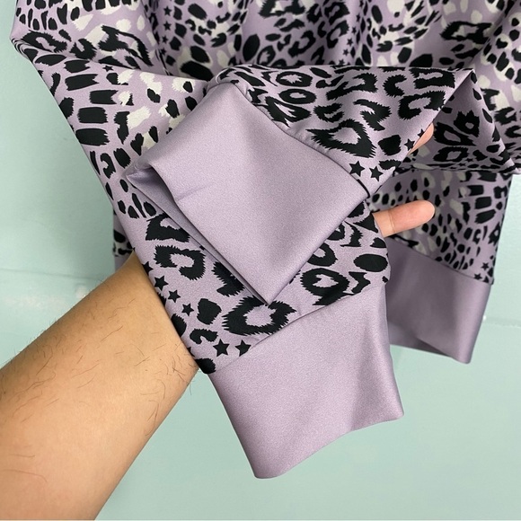 Cor by Ultracor Leopard Star Cropped Hoodie Purple Black Sz M - Picture 5 of 8